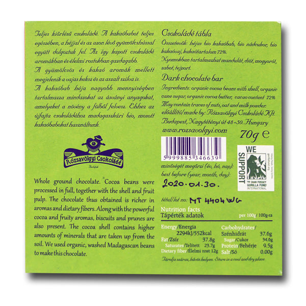 Whole Ground Chocolate (Madagascar) 72%