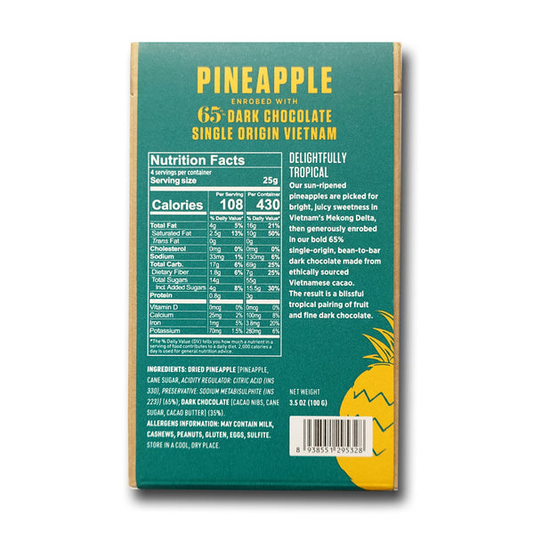 Dried Pineapple coated in Dark Chocolate
